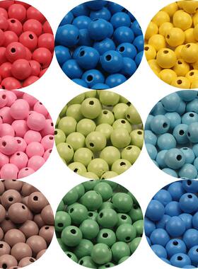 Multicolor Natural Wooden Beads Round Balls 8/10/12mm Wood S