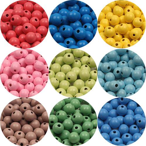 Multicolor Natural Wooden Beads Round Balls 8/10/12mm Wood S