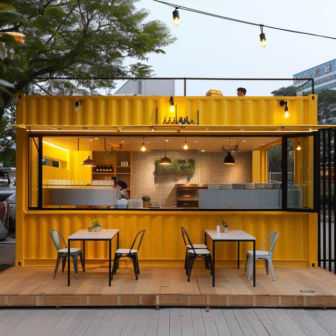 loft餐厅移动商铺烘焙店奶茶店一桌二椅组合咖啡厅休闲洽谈集装箱