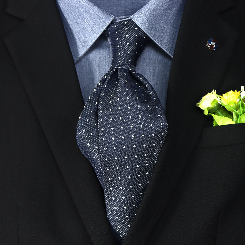 高级感白色波点男士手打领带新款复古商务绅士新郎结婚礼盒1023r
