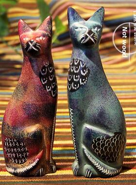 非洲特产肥皂石雕手工艺品猫可爱创意装饰饰品特别礼品