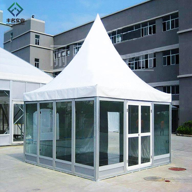 夜市美食节婚庆聚会欧式户外临时接待休息篷房玻璃门餐饮尖顶帐篷