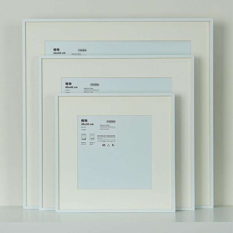 白色正方形画 画框挂墙金属框架铝合金方形相框装裱带卡纸定制尺