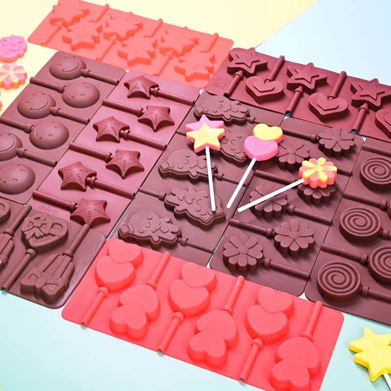 星空棒棒糖艾素糖铂金级硅胶糯米纸巧克力奶酪DIY卡通棒棒糖模具