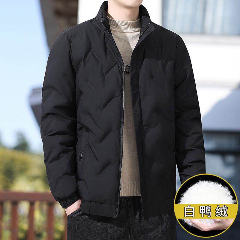 轻薄羽绒服男士2025新款秋冬季青年简约短款白鸭绒立领外套男装
