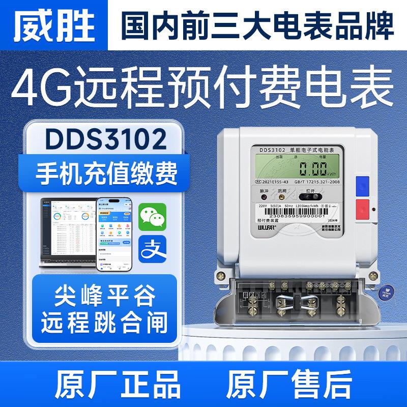 威胜DDS3102单相智能电表4G预付费远程抄表家用出租房220V带跳闸