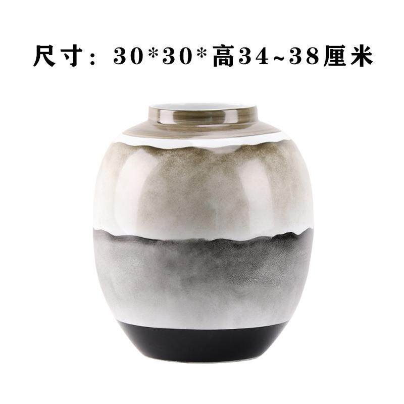 创意新中术DZC式现代渐变水墨花纹陶花插花瓷摆件样板瓶房售楼处