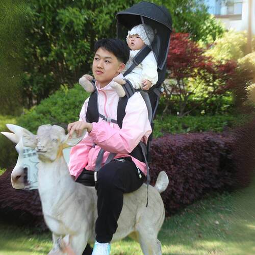Childcity宝宝遛娃神器儿童骑高高婴儿背架户外马鞍肩座带遮阳篷