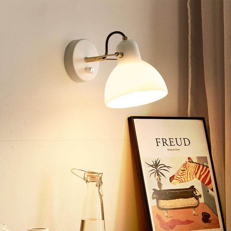 北欧壁灯卧室设计师白玉日式民宿酒店带开关2025年新款床头中山灯