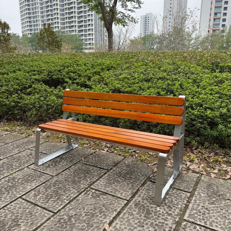公园椅户外长椅休闲广场靠背椅不锈钢排椅室外椅子防腐木景区椅