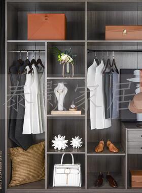 现代衣帽间软装组合样板房装饰品简约衣柜展厅毛毡衣服道具摆件