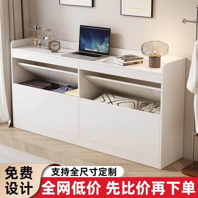 定制卧室床尾柜一体靠墙床边柜夹缝墙边长条储物灰色床头柜带书架,住宅家具,床头柜,淘宝优惠券,粉丝福利购,淘宝优惠卷