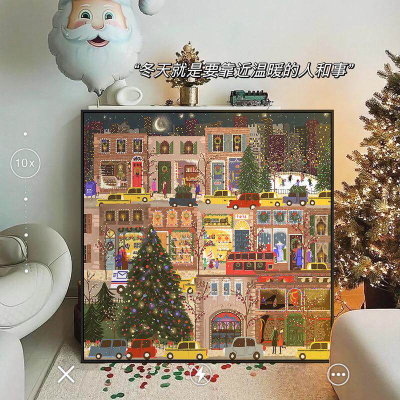圣诞冬灯客厅装饰画ins风卧室床头挂画小众艺术文艺温馨落地摆画