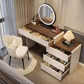 高档卧室实木妆梳妆台体斗柜一代简约化妆台带踢脚线现胡桃色190