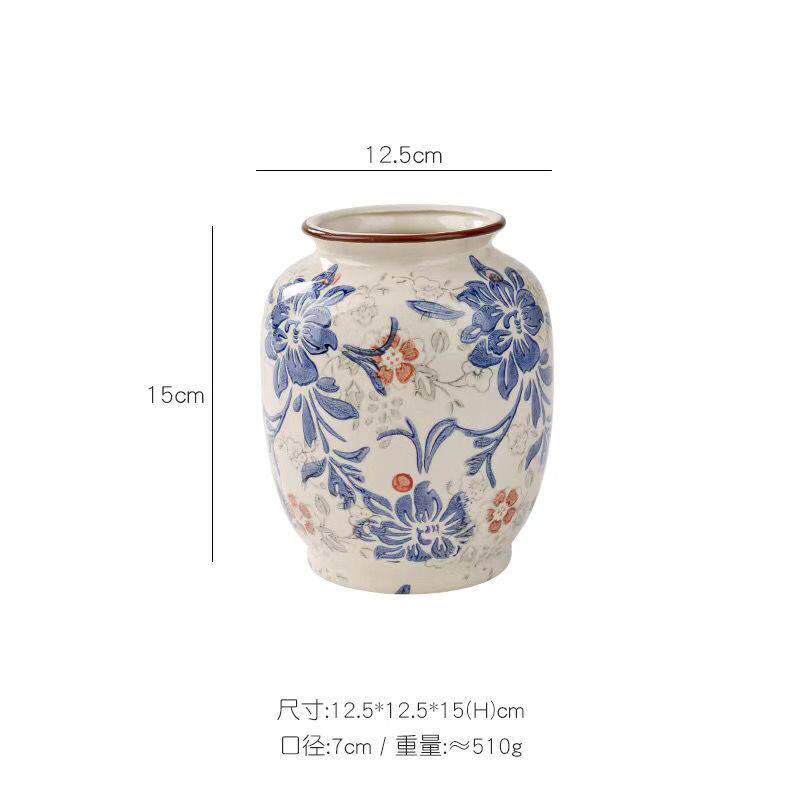 中式复古高级陶瓷青花花瓶青花瓷插花家居客厅玄关装饰品鲜花摆件