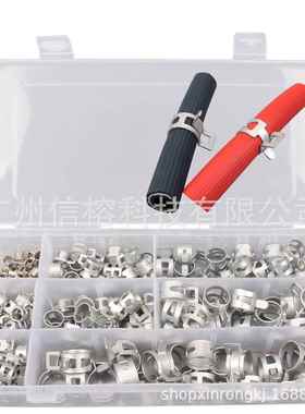 跨境160PCS盒装弹性卡箍套装弹性箍圈抱箍组合厂家直销