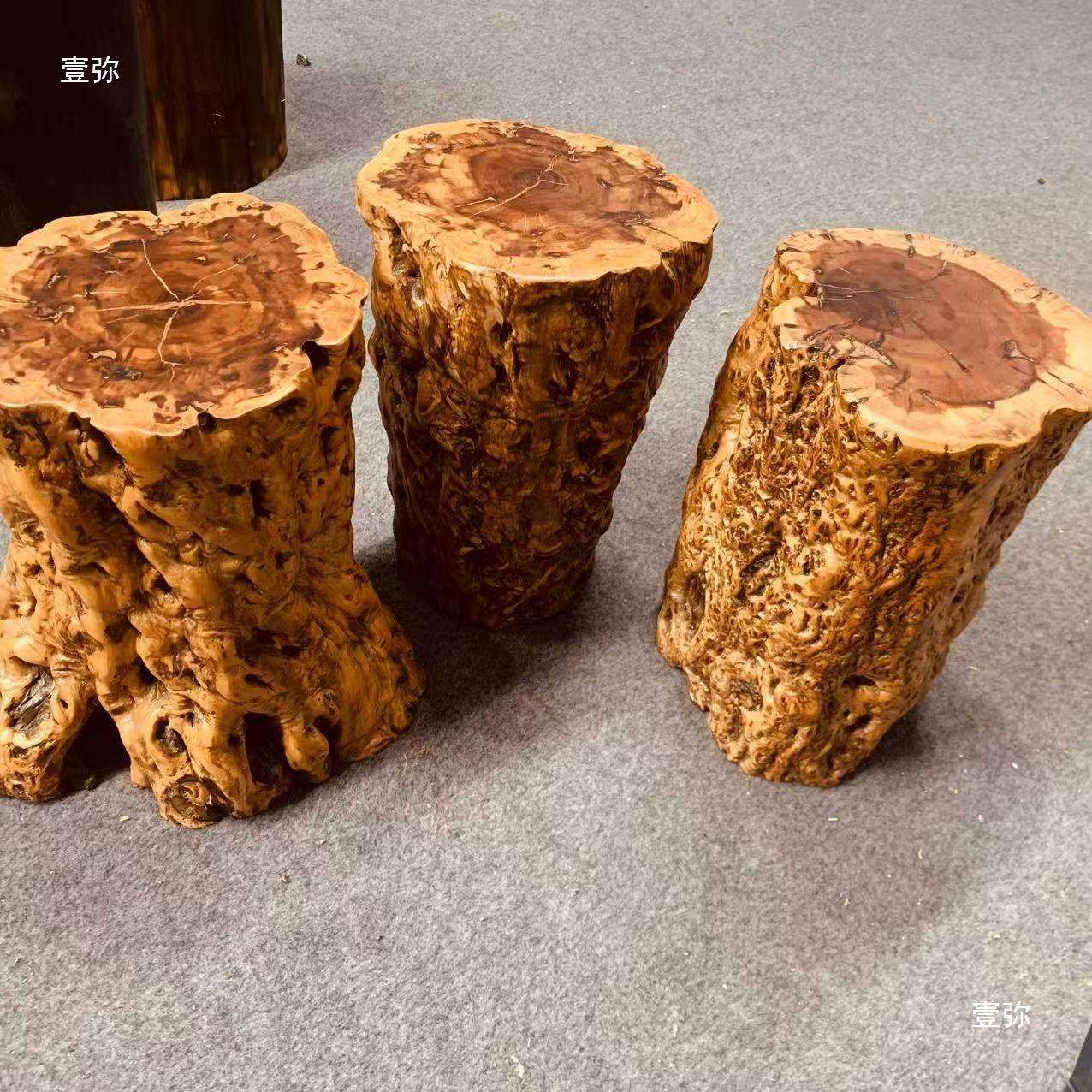 枣木墩子坐凳原木树墩茶几茶桌根雕凳子花架摆件实木圆墩树桩底座
