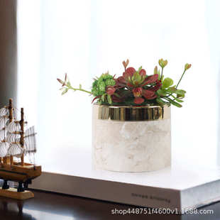 创意新中式仿真多肉盆景摆件酒店家居桌面花艺软装样板房假花装饰