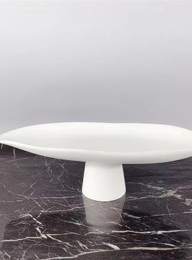 轻奢极简黑白树脂高脚果盘工艺品简约北欧软装售楼样板间饰品摆件