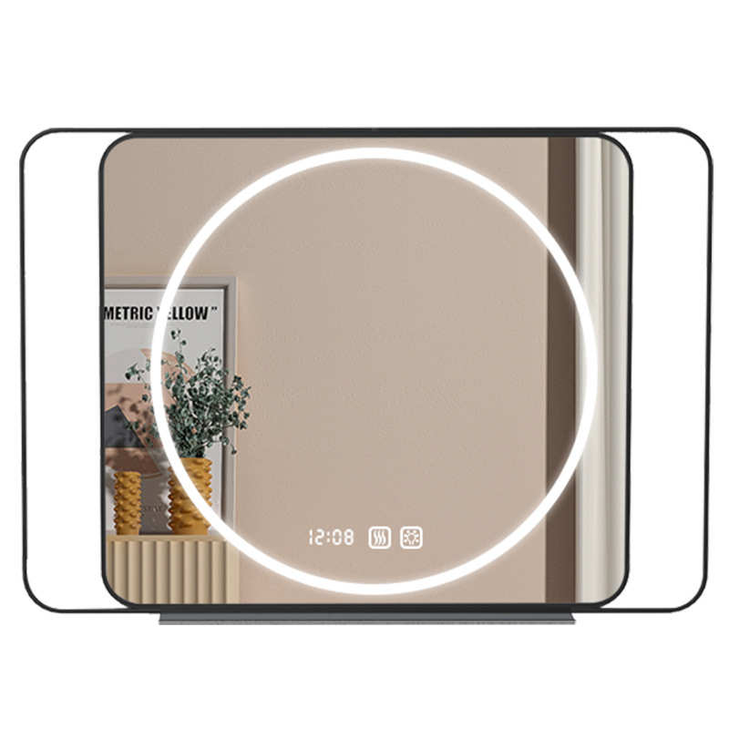 浴室智能镜带边框置物架收纳镜灯除雾卫生间镜子带灯led定制外贸