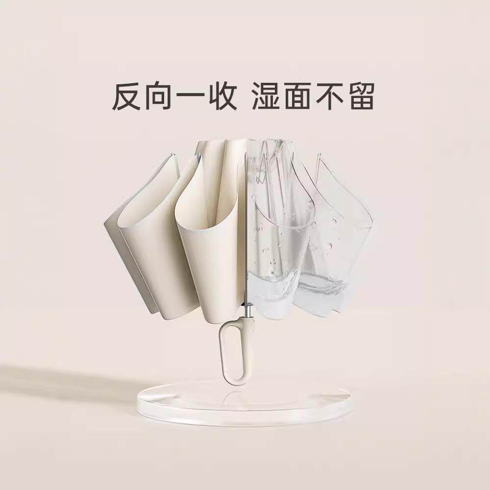 德国品质新款雨伞加大加厚加固全自动反向不湿便携式反光边三节折