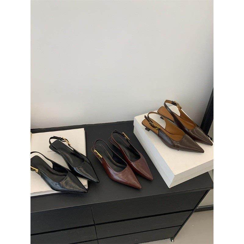 简约软皮仙女细低跟气质包头凉鞋2026年休闲后绊带单鞋尖头小皮鞋,女鞋,浅口单鞋,淘宝优惠券,粉丝福利购,淘宝优惠卷