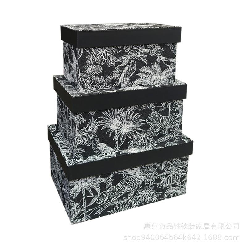 现代简约木皮质质丛林动物纹收纳盒PS226轻奢间高档家居样帽板间