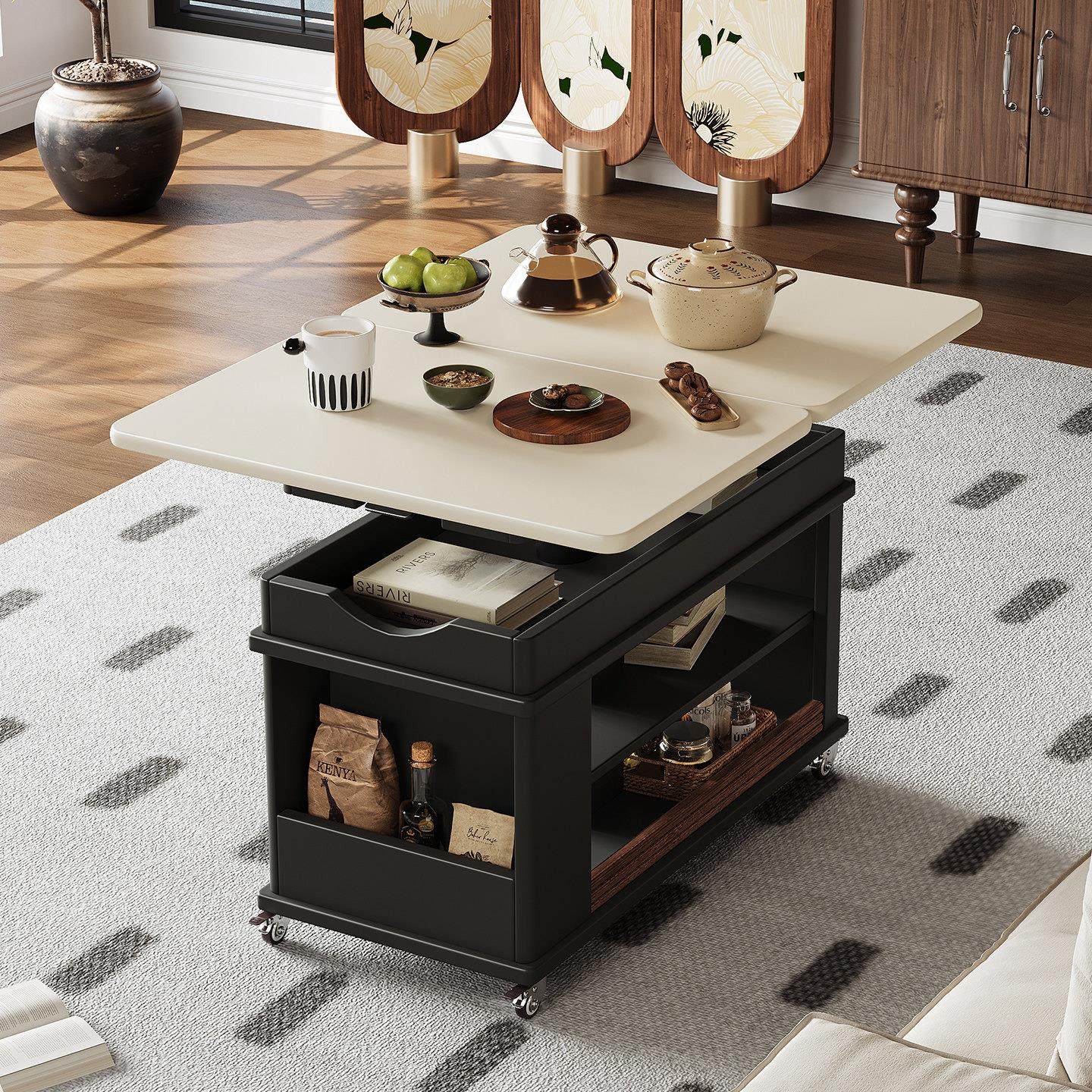 可移动升降折叠茶几小户型客厅家用小推车多功能储物边柜茶桌茶车,住宅家具,角几/边几,淘宝优惠券,粉丝福利购,淘宝优惠卷