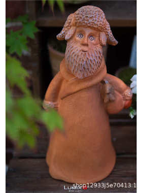 氧化镁ins叶可夫斯基复古做旧红陶色园艺花园装饰桌面摆件工艺品