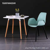 北欧塑料椅靠背家用塑胶休闲户外椅子加厚洽谈椅餐扶手咖啡厅椅