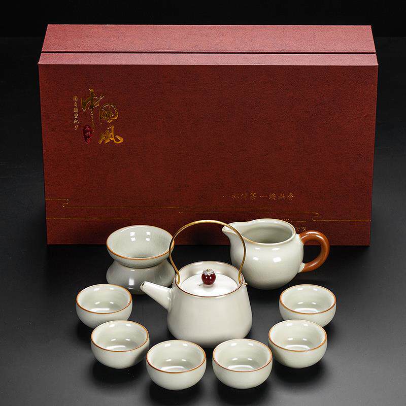 正品Sunde公r 窑功夫茶具套装家用高档办室陶瓷o茶壶茶杯整套礼盒
