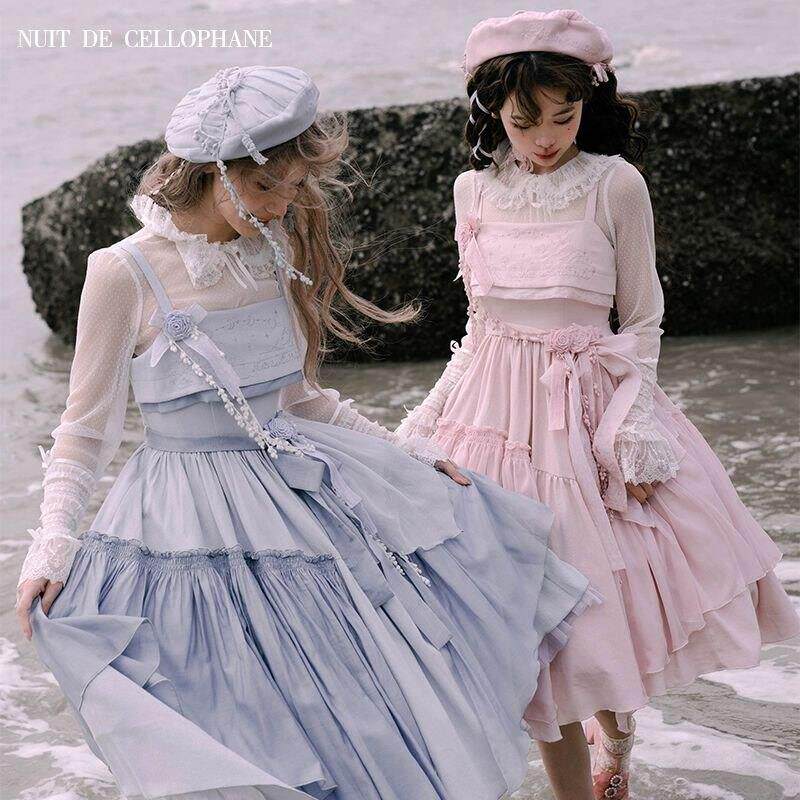 花崎loli 玻璃纸之夜寂静的婚礼提花点纱内搭2.0翻领优雅Lolita
