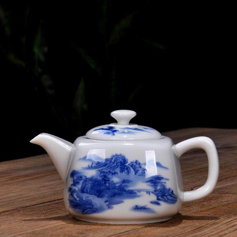 400毫升方形陶瓷单壶功夫茶套装小茶壶,带过滤茶壶,中国风家居