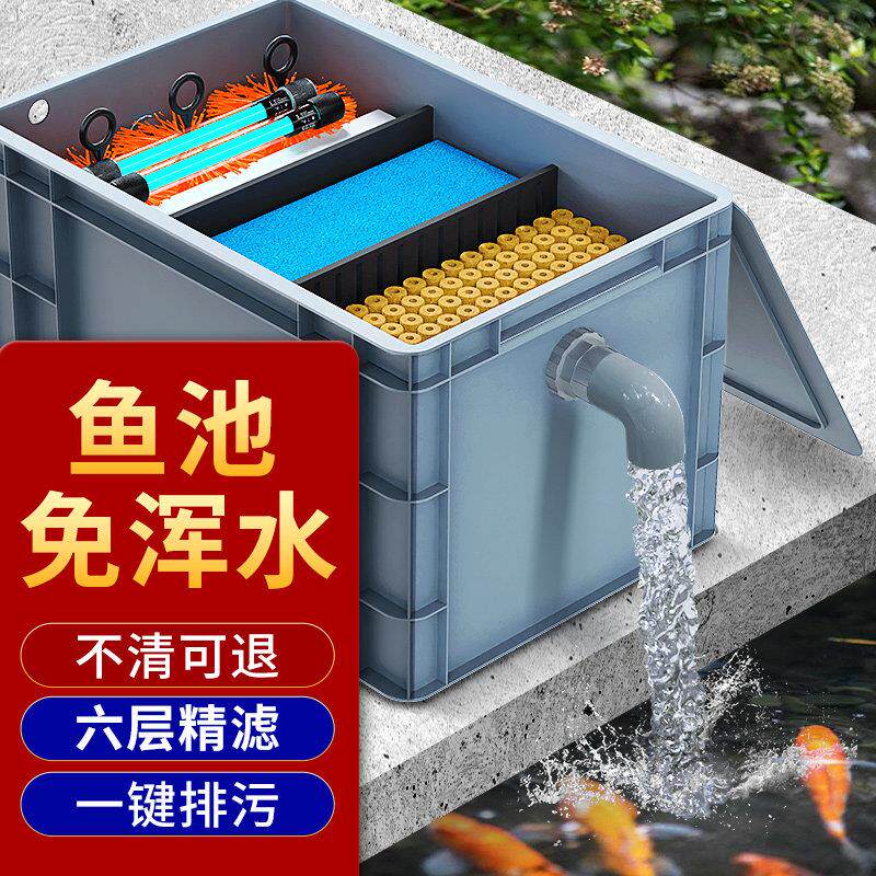 鱼池水循环系统过滤器设备鱼塘养鱼大型户外水池净水过滤箱周转箱