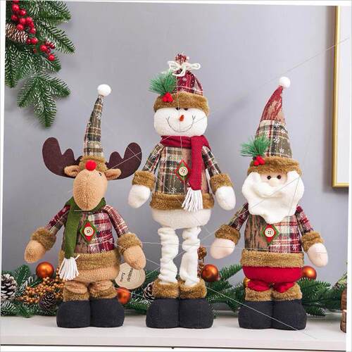 Christmas snowflake cloth telescopic old man doll decoration