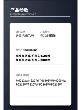 适用奔图PD-216硒鼓M6212W M6205NW M6207W M6208W激光打印机墨粉