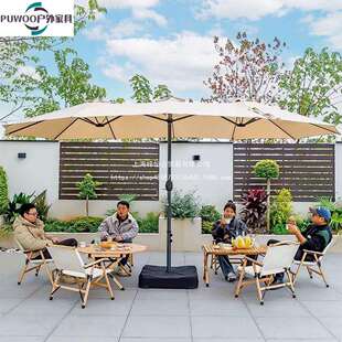 户外遮阳伞三头伞露台别墅花园中柱庭院露营摆摊太阳伞阳台室外