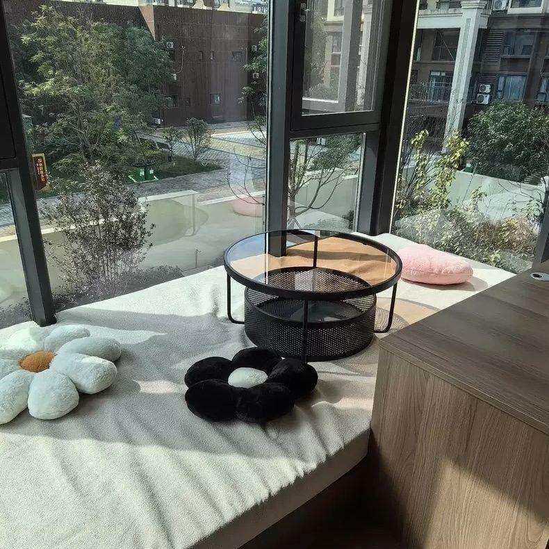 钢化玻璃卧室飘窗桌子小茶几阳台迷你矮桌轻奢坐地炕桌榻榻米圆桌