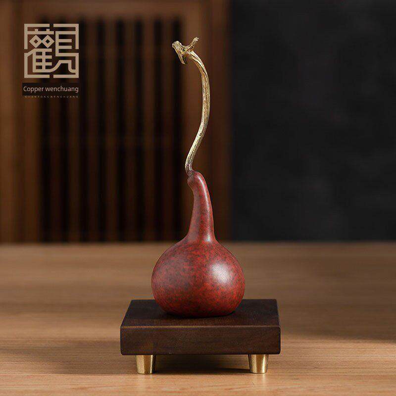 全铜葫芦摆件天然造型客厅玄关柜子家居装饰品办公室桌面摆设礼物