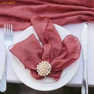 4pack Wedding Meeting cloth Napkins涤棉绉布巴厘纱口布西餐巾