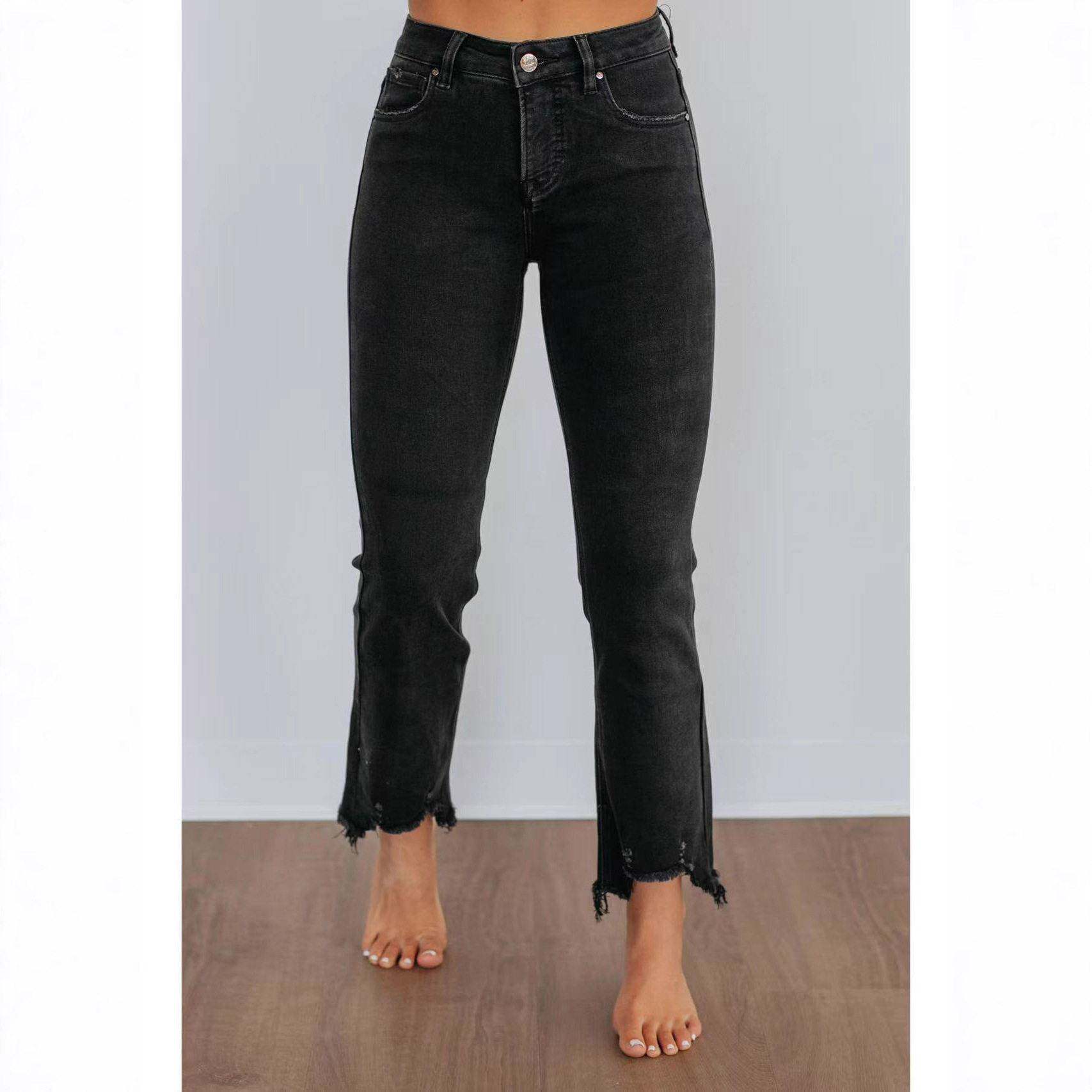 Macy Distressed Knee Rise Ankle Bootcut Jeans High