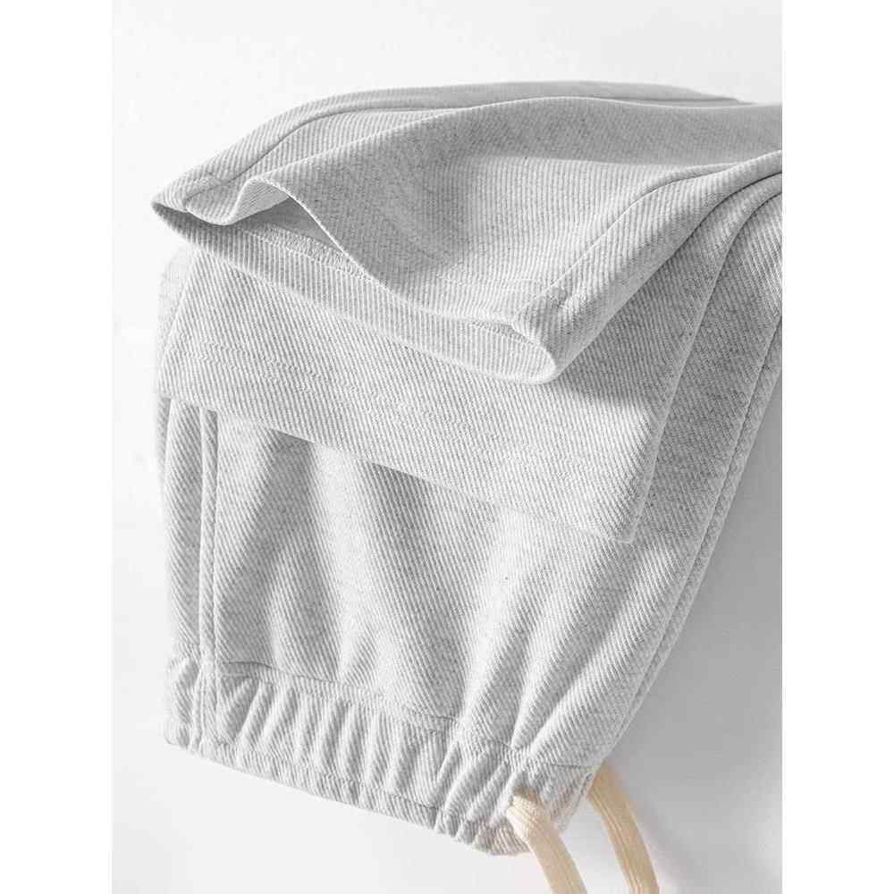 MAROLIO~300g重磅斜纹抽绳垂感直筒秋季卫裤纯色百搭男女士休闲裤