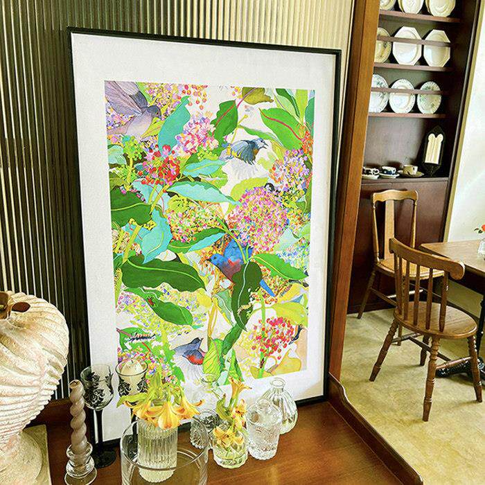 ins风美国简 贝克小清新田园花鸟客厅餐厅玄关沙发背景装饰画挂画