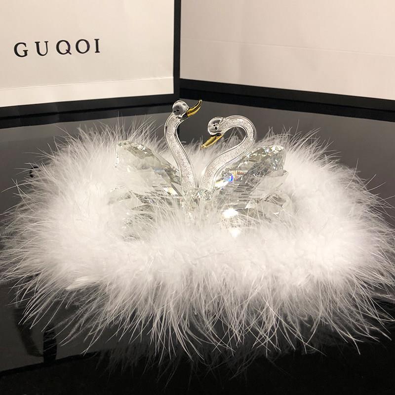 ANZHE高级水晶天鹅车载摆件 女士汽车中控台装饰品