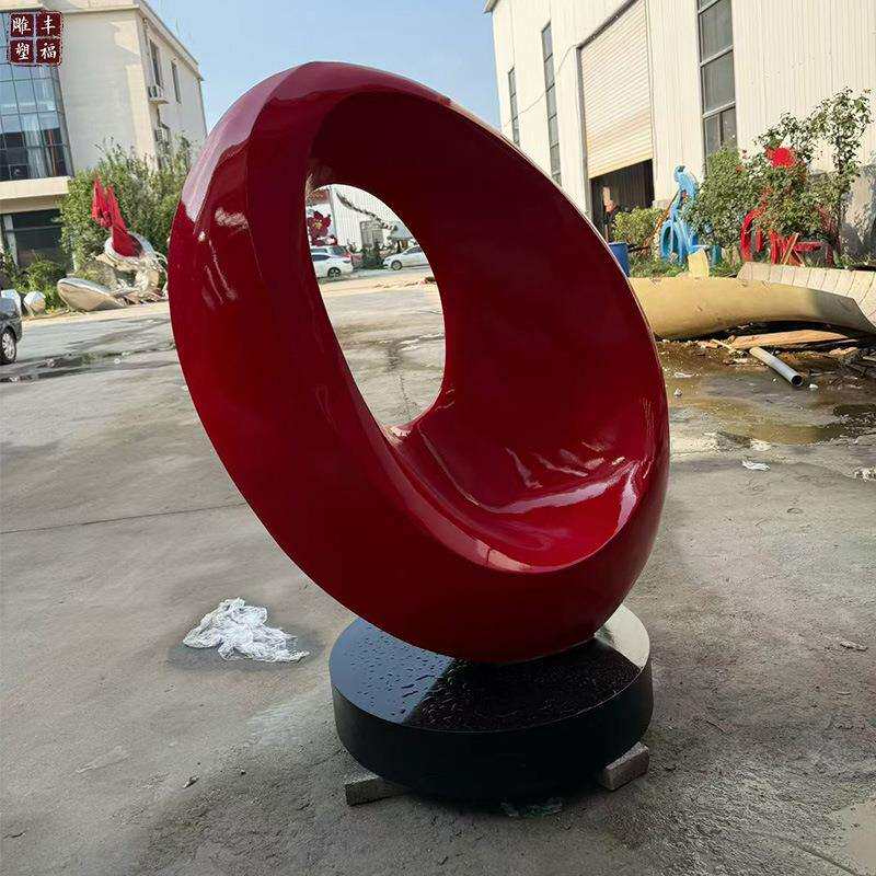 大型不锈钢镂空圆形雕塑售楼部小区美陈不锈钢圆环景观喷泉雕塑