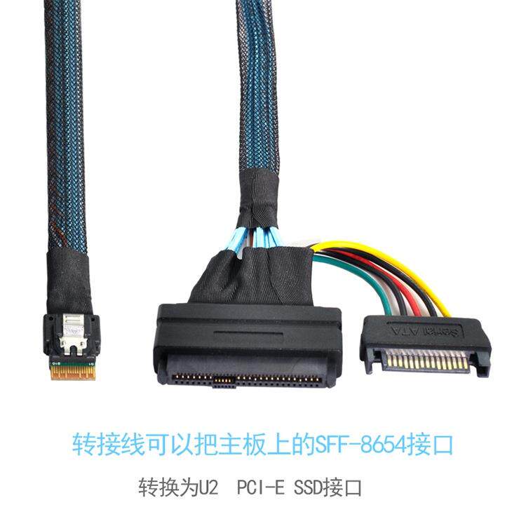 现货slimesasSFF-8654转SFF-8639服务器PCIE4.0数据U.2传输线NVME