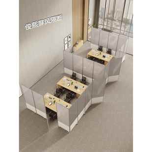 办公室移动屏风工厂车间隔断墙亚克力透明隔板折叠推拉活动板挡风