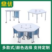 脑学微机室六角电脑桌智慧教室D26电桌录播教室六人位接组校拼合