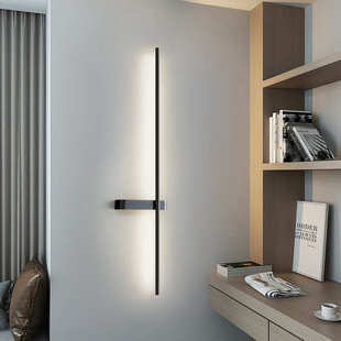 北欧极简长条壁灯全铜设计感轻奢线条灯客厅背景墙壁灯卧室床头灯