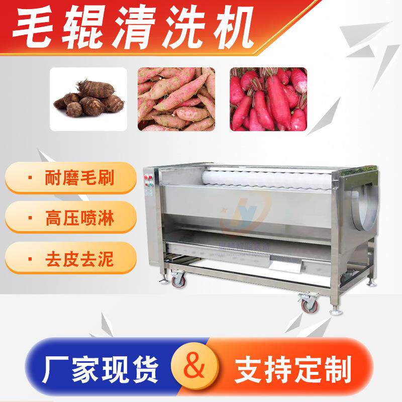 大型魔芋紫薯根茎类果蔬清洗机全自动商用去泥去皮毛辊清洗设备